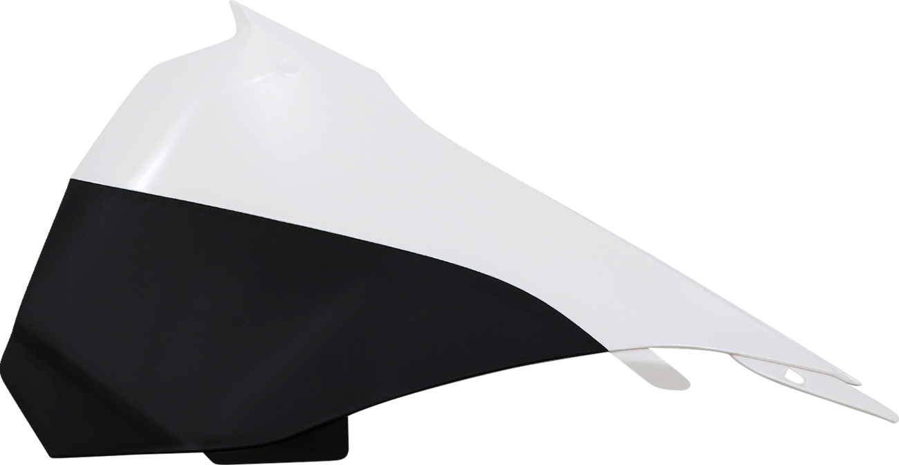 Acerbis White and Black Airbox Cover for motorcycle, showing the body part with brand-specific design details.