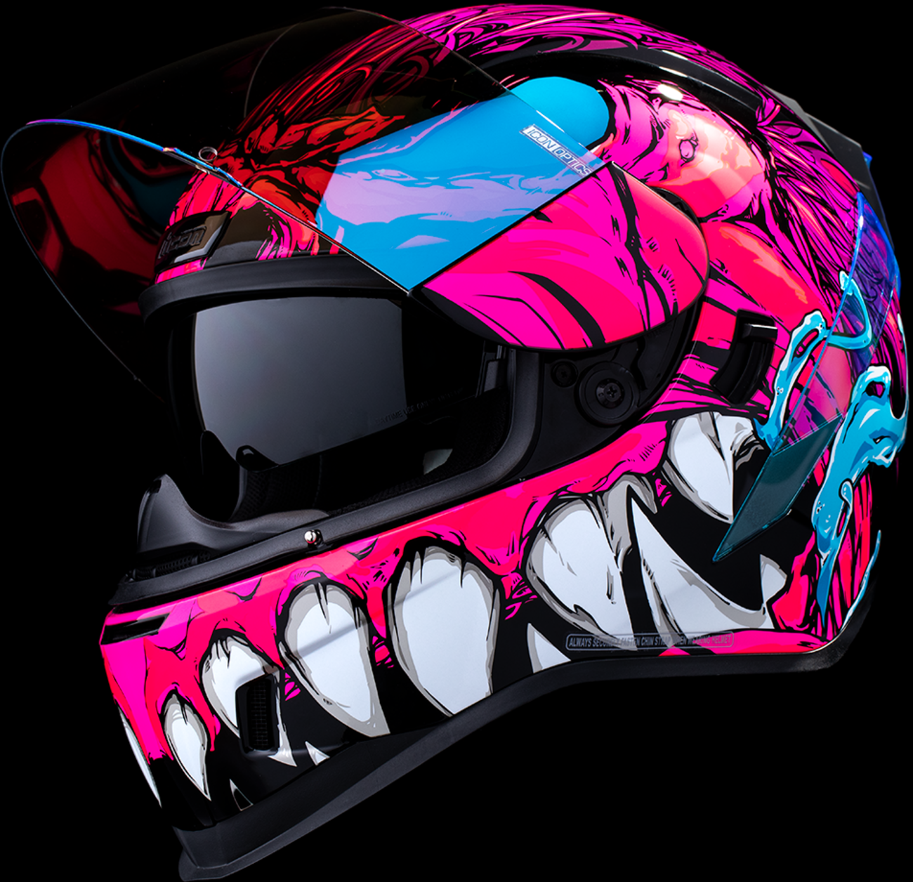 Bill's Exhausts ICON Airform™ Helmet Manik'RR Pink Large MIPS® safety helmet with aerodynamic design and adjustable straps.
