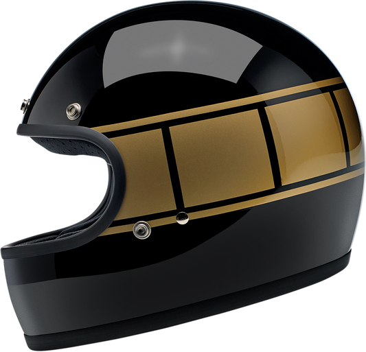 BILTWELL Gringo helmet in glossy black Holeshot design, XS size, featuring a sleek motorcycle helmet with a smooth finish.