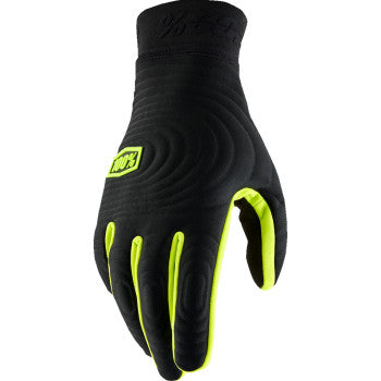 Bill's Exhausts Brisker Xtreme Gloves in black and fluo yellow, large size, with padded knuckles and adjustable wrist strap.
