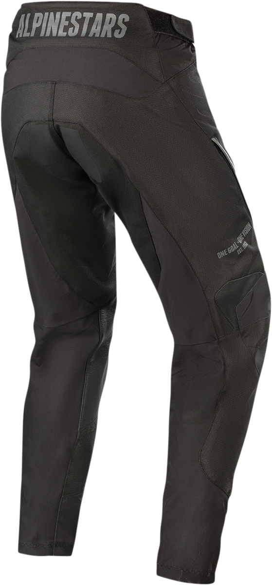 Alpinestars Venture-R black motorcycle pants with reinforced panels and adjustable waist for a secure fit.