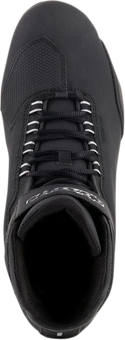 Alpinestars Sektor waterproof motorcycle boots in black, US 13, featuring sturdy design and protective features.