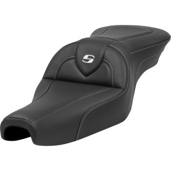 SADDLEMEN Roadsofa™ XL seat without backrest, carbon fiber design, for Harley-Davidson models 2004-2022, by Bill's Exhausts