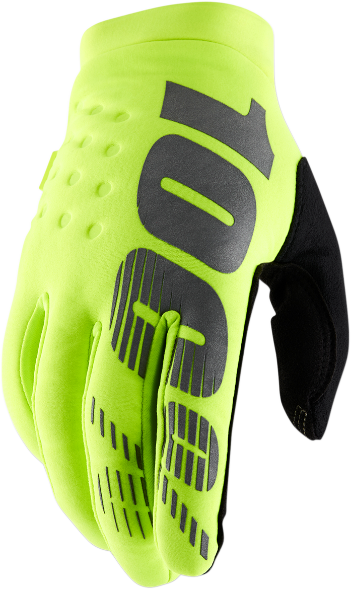 Bill's Exhausts 100% Brisker gloves in fluo yellow, medium size, made of durable material, designed for safety and visibility.