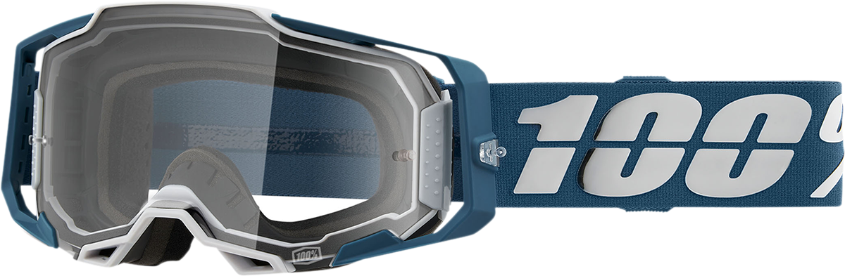 Bill's Exhausts Armega Goggles in clear with adjustable strap, designed for eye protection and clear vision.