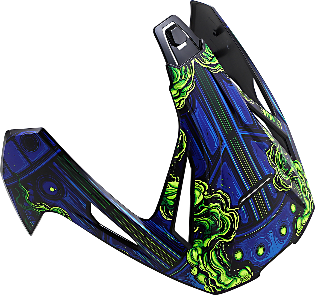 Blue ICON Variant Pro™ Visor for helmet, Willy Pete design, part of Bill's Exhausts helmet accessories collection.