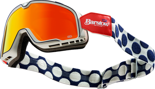 Bill's Exhausts 100% Barstow Goggles in Flash Red with tinted lenses, designed for motocross and off-road riding.