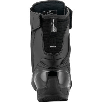 Alpinestars Superfaster racing shoes in black, gray, and red, US 9.5, with sleek design and sporty look.