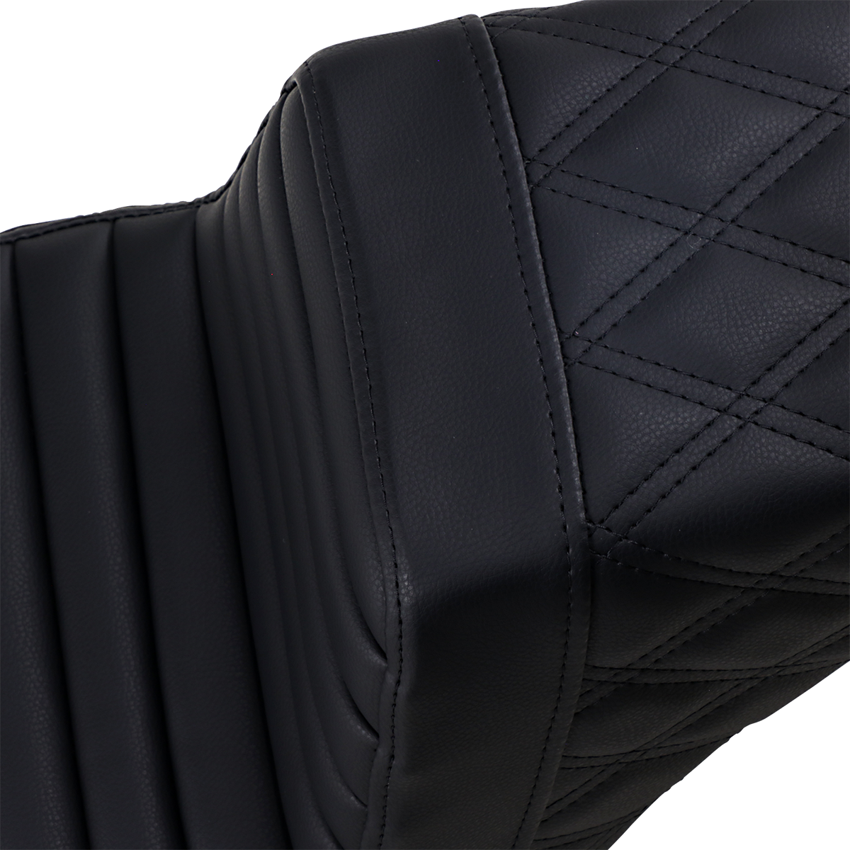 Bill's Exhausts SADDLEMEN Step-Up Seat with tuck-n-roll front and lattice stitch rear in black for motorcycle comfort and style.