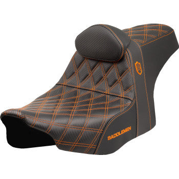 SADDLEMEN Pro Series SDC Performance Seat - Orange Stitching - w/ Backrest - FLT/FLH '23-'25 SC82307DB3 - Howling Moto
