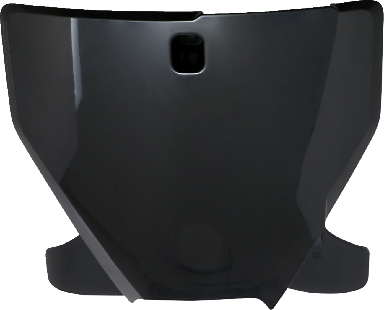 Black Acerbis front number plate for motorcycle, showing smooth matte finish and mounting holes, designed for durable body protection.