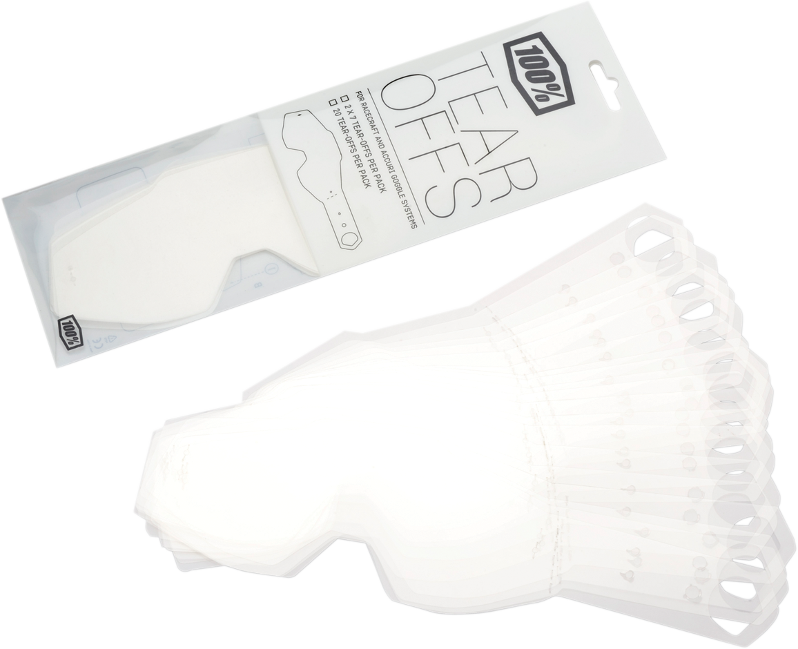 Bill's Exhausts Accuri Junior tear-off goggles, 20-pack, clear protective lens covers for motocross or racing goggles.