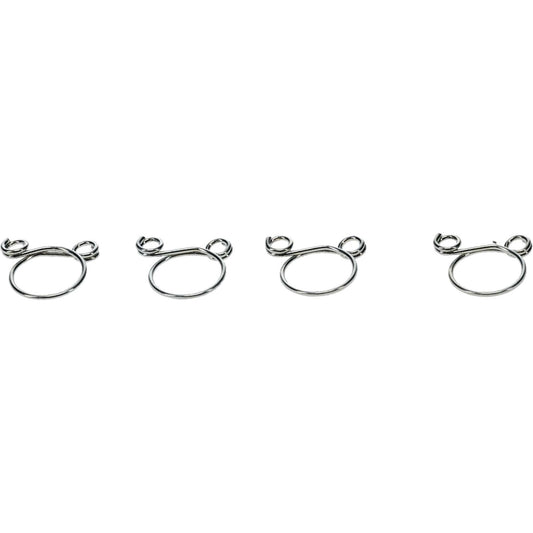 All Balls Hose Clamp Refill Kit with four durable clamps for automotive and machinery applications, shown in a close-up image.