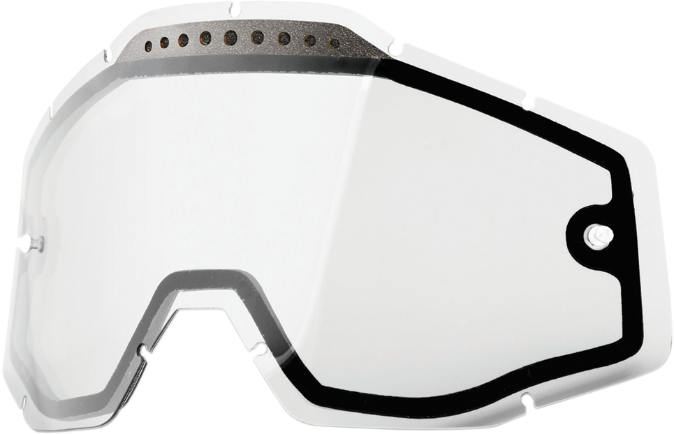 Clear vented dual lens for Accuri, Racecraft, and Strata helmets by Bill's Exhausts, shown with transparent lenses and venting features.
