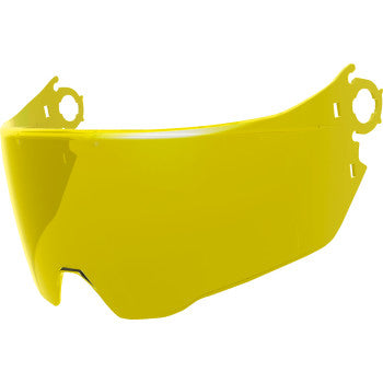 Yellow ICON Elsinore MX helmet shield, motorcycle helmet parts, designed for durability and clear vision during rides.