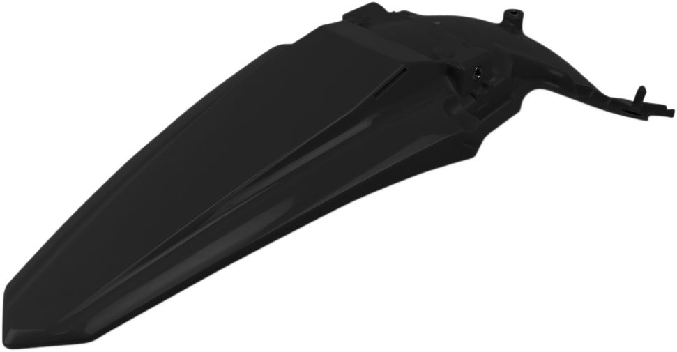 Black ACERBIS rear fender mounted on a motorcycle, designed for durability and style in motorcycle body accessories.