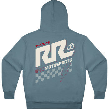 Blue ICON Rizz Rizz™ hoodie in XL from Bill's Exhausts, featuring a comfortable fit and casual style with front pocket.