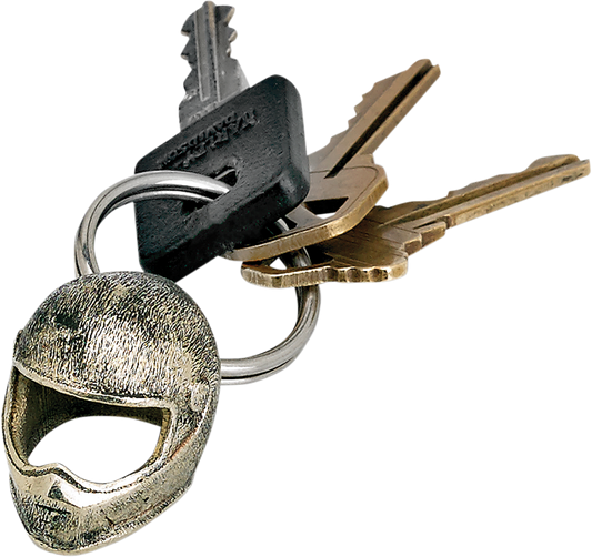 BILTWELL key fob featuring Splitter Helmet design, made for helmet parts and accessories by Bill's Exhausts.