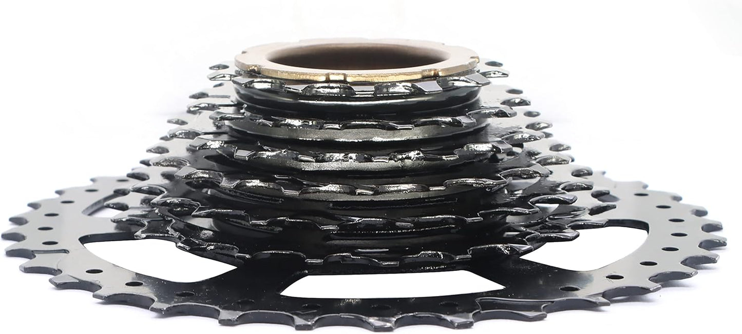 Hycline 7-speed 14-34T bike freewheel with metal cogs for smooth shifting on bicycle drivetrain.