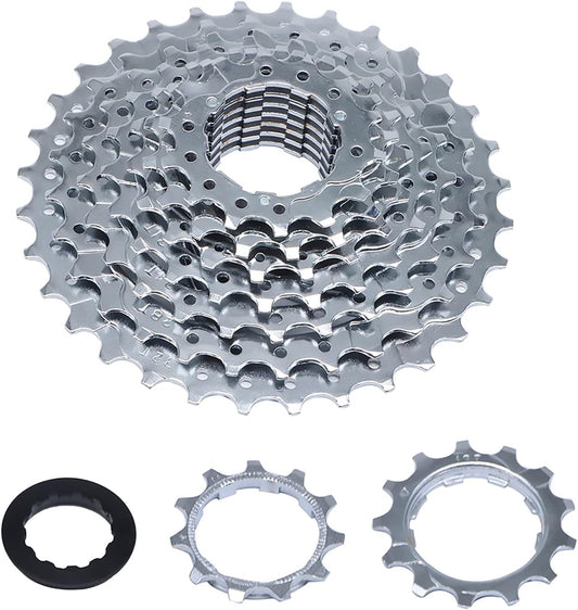 Hycline 9-speed 11-32T bicycle cassette with metal sprockets, designed for smooth gear shifting on mountain and road bikes.