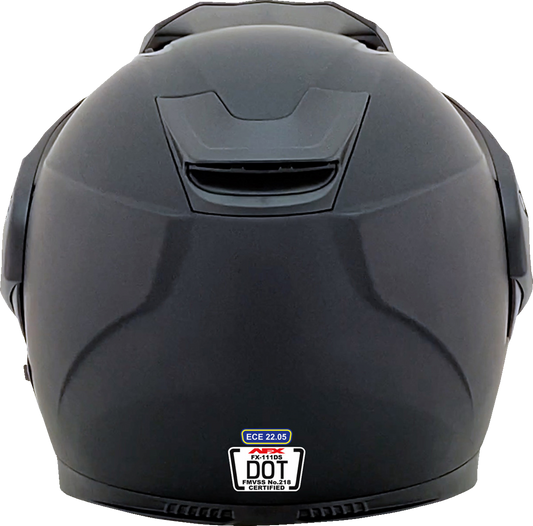 Bill's Exhausts AFX FX-111DS helmet in matte black, large size, with sleek aerodynamic design and clear visor.