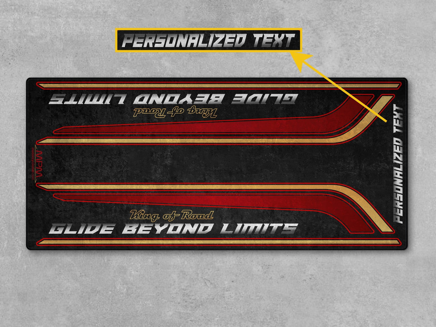 MPM Motorcycle Mat for Special Cruiser Motorcycle "Glide Beyond Limits - King of Road" - MM7351 - Howling Moto