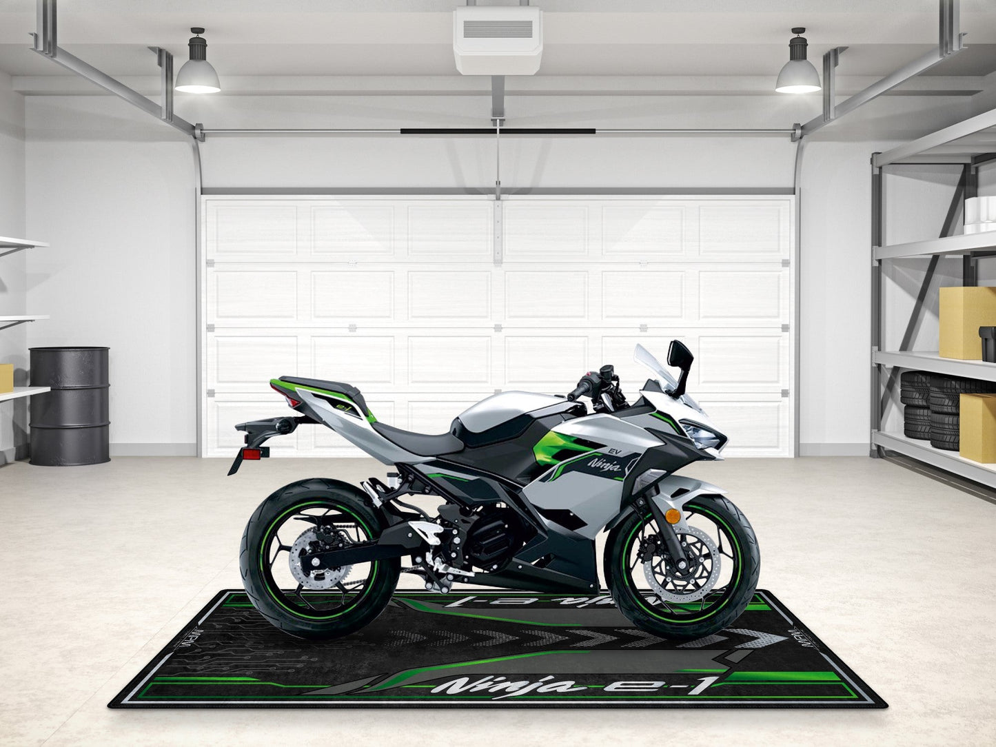 Designed Pit Mat for Kawasaki Ninja e-1 Motorcycle - MM7385 - Howling Moto