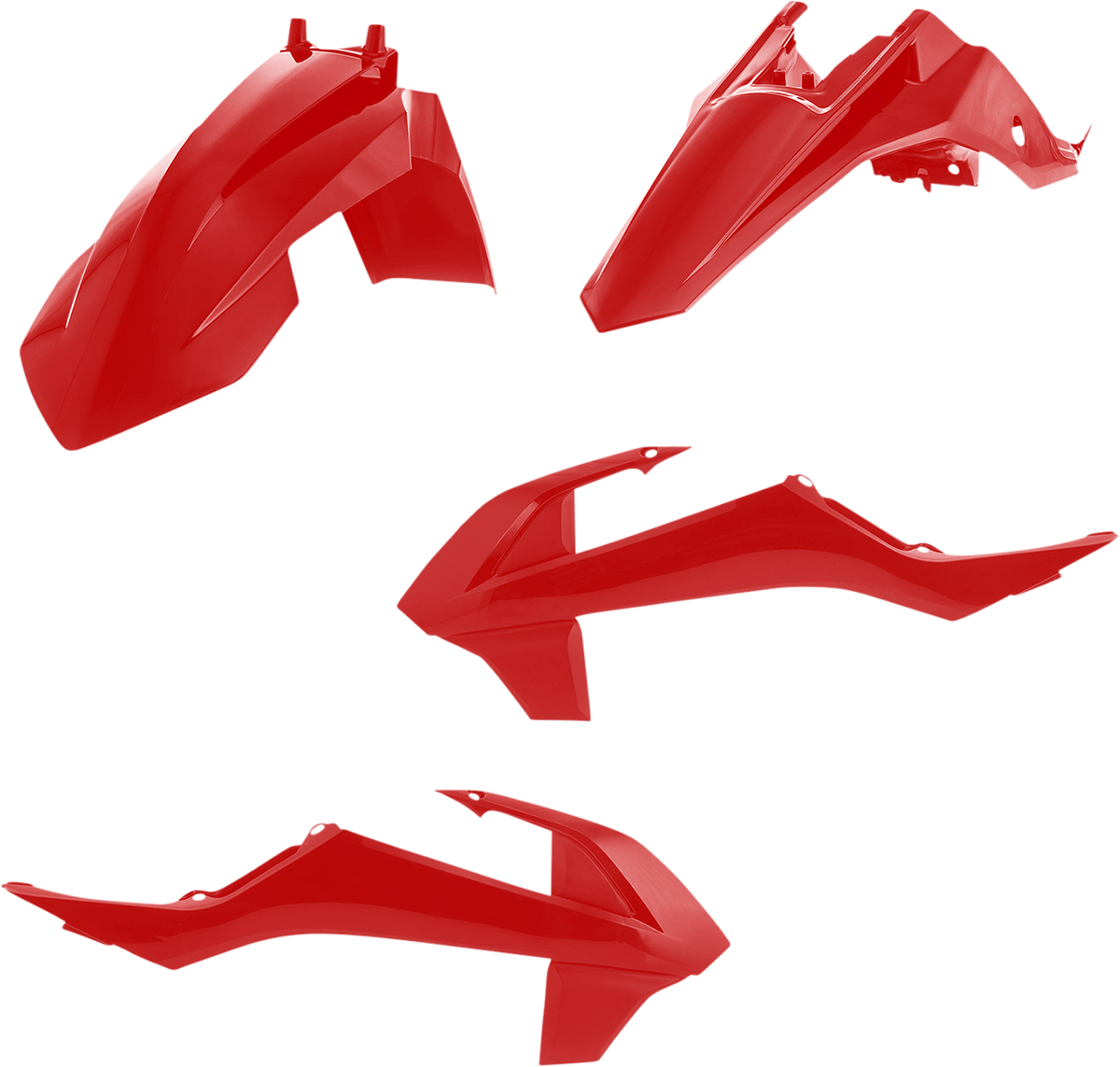 Red ACERBIS standard replacement body kit for motorcycles, designed for easy installation and a sleek look.