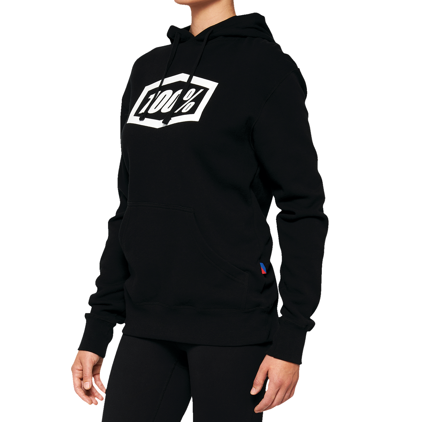 Black women's Icon Hoodie by Bill's Exhausts, small size, front view showing hoodie design and soft fabric texture.