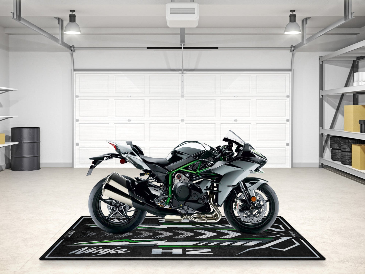 Designed Pit Mat for Kawasaki Ninja H2 Motorcycle - MM7405 - Howling Moto