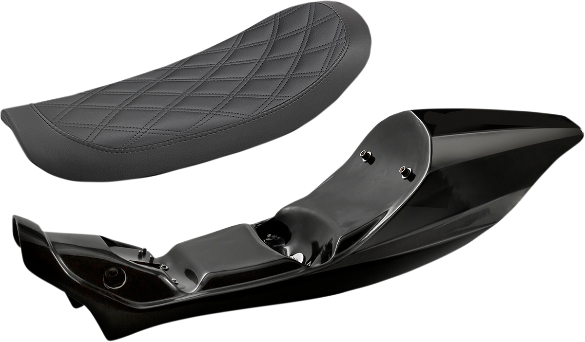 Bill's Exhausts SADDLEMEN Ronan LS tail section with seat, motorcycle accessory, black seat and sleek design.