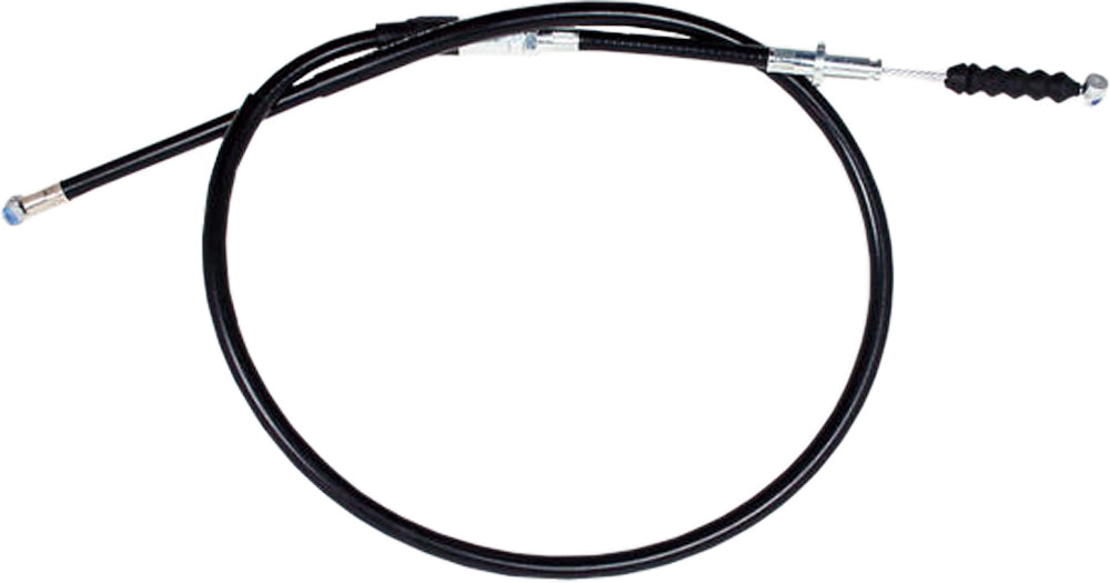 Motion Pro black vinyl clutch cable with chrome fittings and longitudinally-wound housing for motorcycle clutch control.