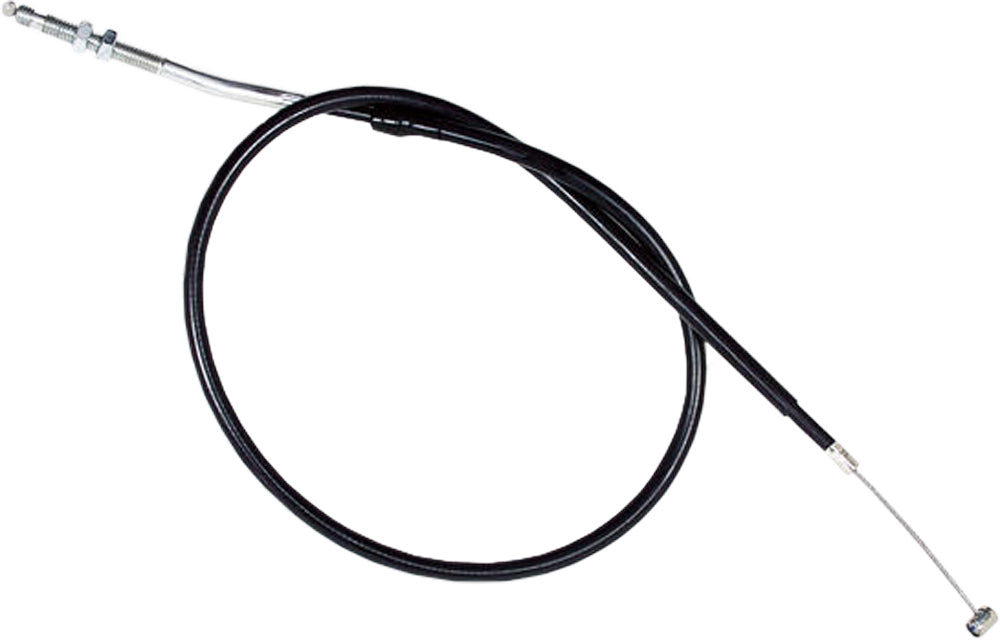 Motion Pro black vinyl clutch cable with chrome fittings and longitudinally-wound housing for motorcycle clutch systems.