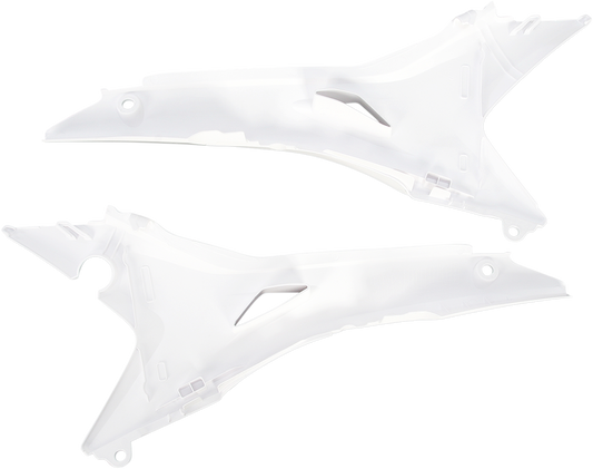 White Acerbis Airbox Cover for motorcycle body, designed to fit Bill's Exhausts models.