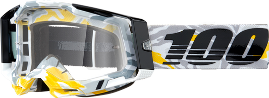 Bill's Exhausts Racecraft 2 goggles in clear lens, with adjustable strap and vented frame for racing or motocross use.