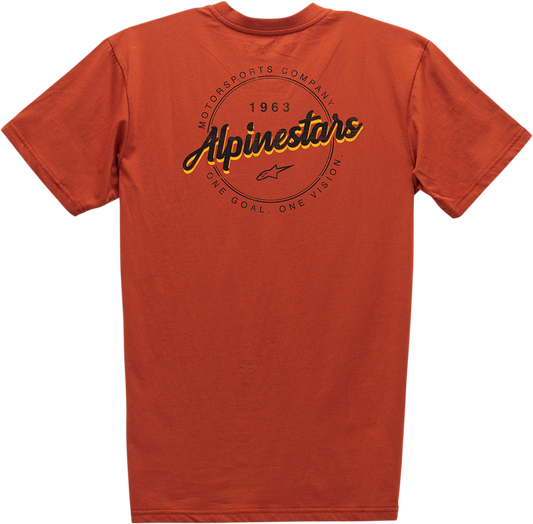 Coral ALPINESTARS Turnpike Premium T-Shirt in XL, displayed flat showing front design and material texture.