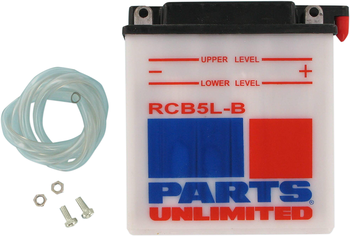 Parts Unlimited heavy-duty YB5L-B and CB5L-B motorcycle batteries providing reliable power for motorcycles and powersports vehicles.