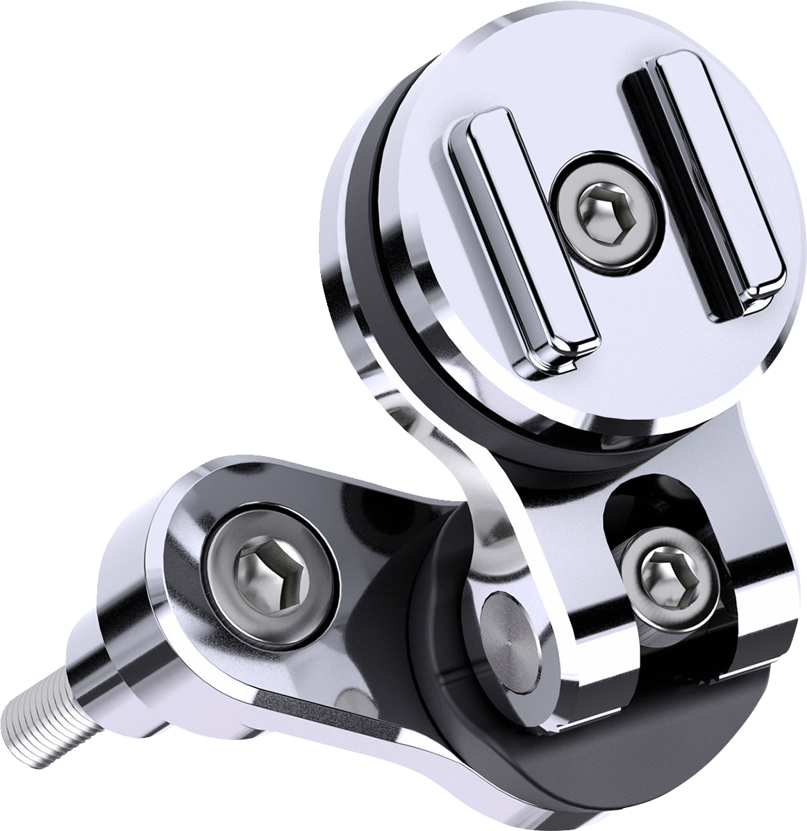 Chrome SP CONNECT Pro Clutch phone mount attached to a vehicle handlebar, featuring secure mounting and sleek design.
