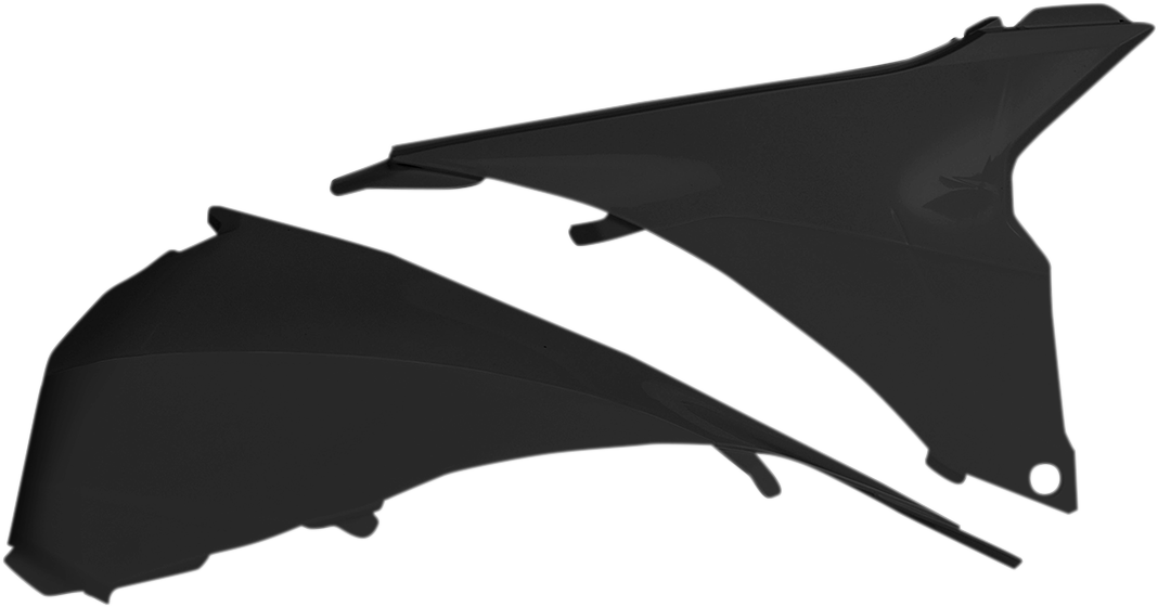 Black Acerbis Airbox Cover for motorcycle body, designed for Bill's Exhausts models, with a sleek, durable finish.