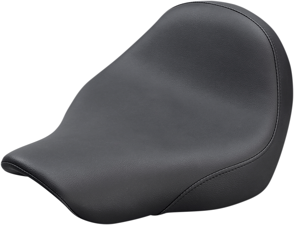 Black SADDLEMEN Renegade Solo seat for motorcycles, smooth black finish with sleek design, compatible with Bill's Exhausts bikes.
