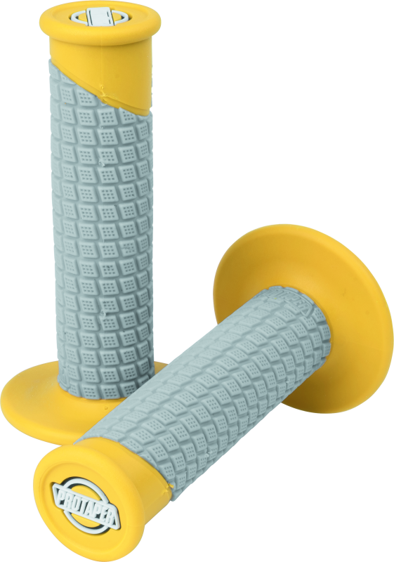 ProTaper Clamp-On Pillow Top Grips in yellow and gray, ergonomic motorcycle handlebar grips by Bill's Exhausts.