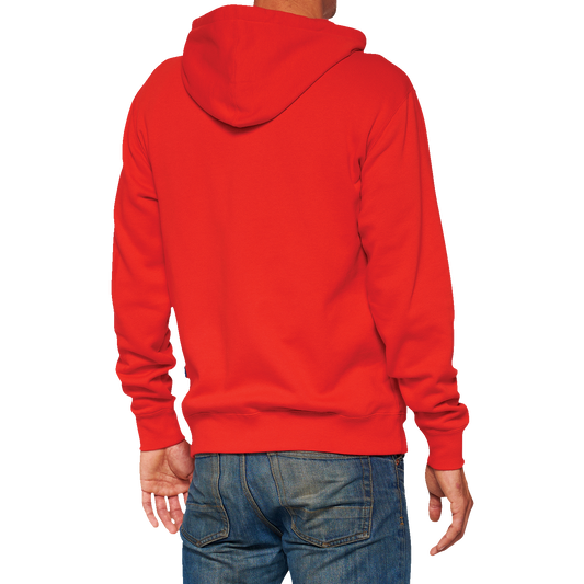100% Official Fleece Zip-Up Hoodie - Red - Small 20032-00015 - Howling Moto