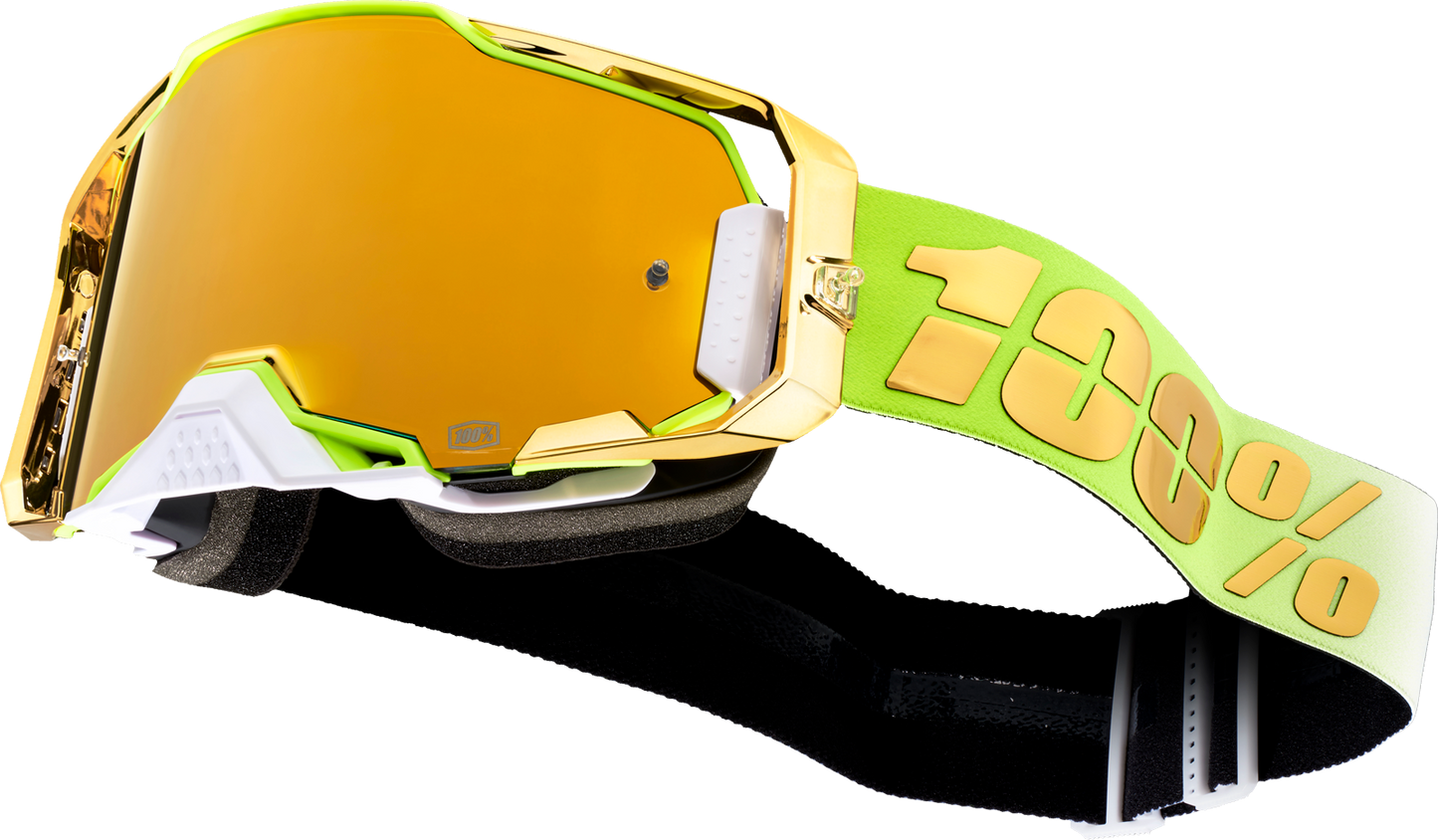 Bill's Exhausts FeelGood Armega Goggles in True Gold with adjustable strap and clear lenses for protective eye wear.
