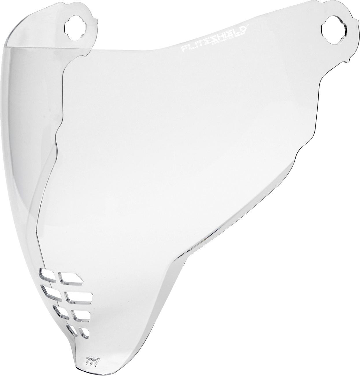 Clear FliteShield for ICON Airflite™ helmet, part of Bill's Exhausts helmet parts collection, shown on a helmet face shield.