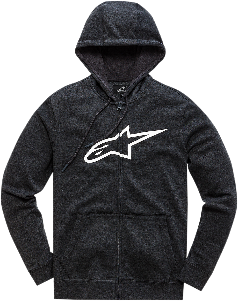 Black and white Alpinestars Ageless 2 Zip Hoodie in 2XL, featuring front zipper and hood, designed for casual and sporty wear.