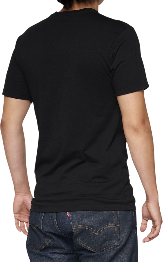 Black 100% Deflect T-Shirt by Bill's Exhausts, small size, with visible logo and comfortable cotton fabric.
