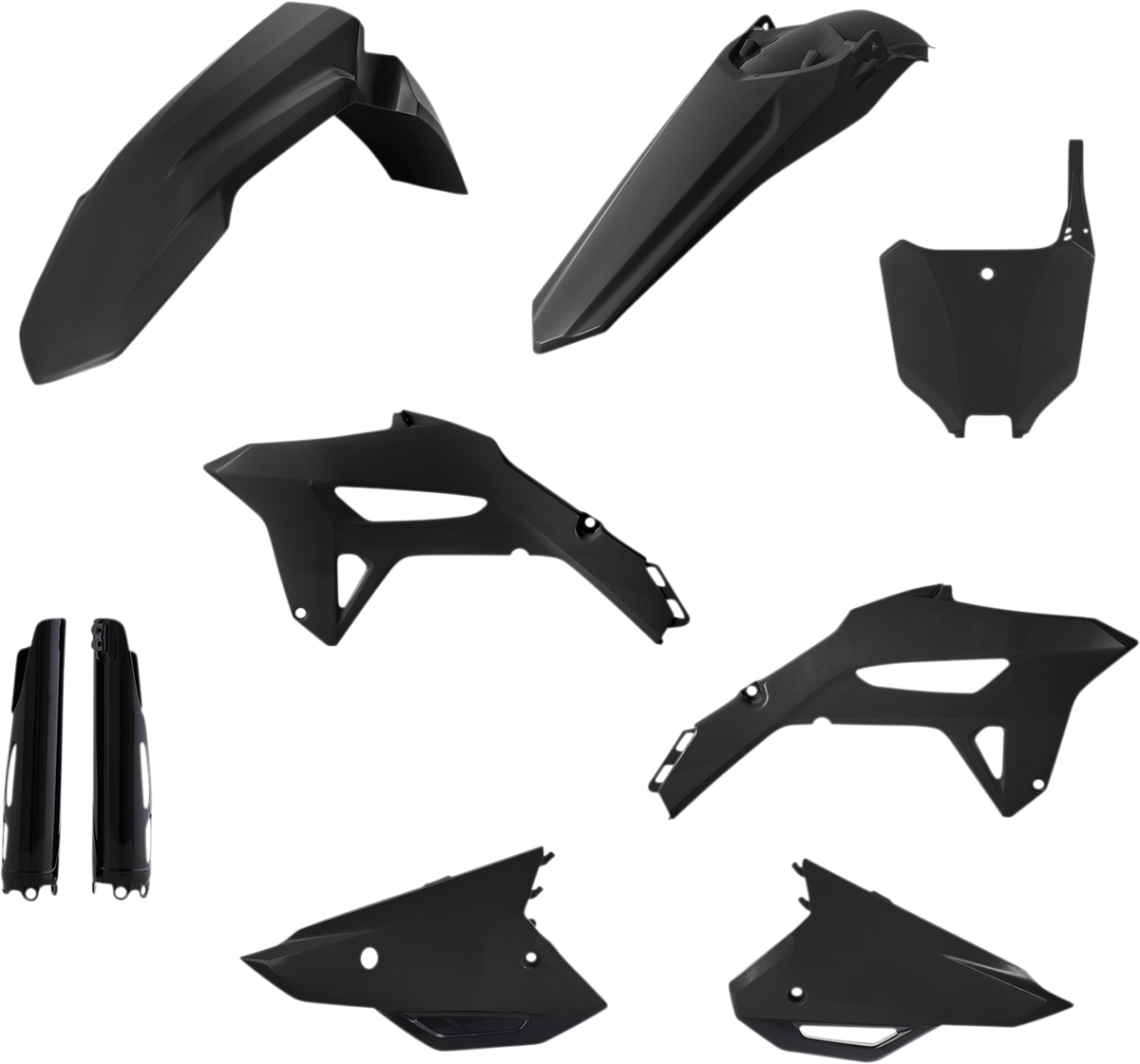 Black ACERBIS full replacement body kit for Honda CRF250R 2022-2023 and CRF450R 2021-2023 motorcycle, shown on bike.