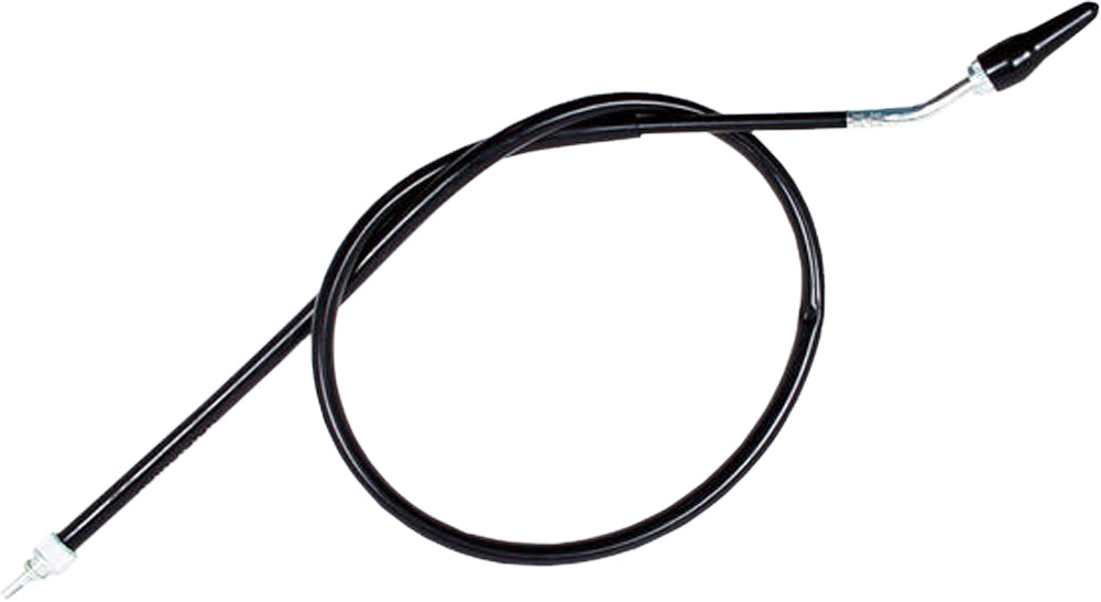 Motion Pro 03-0104 black vinyl motorcycle speedo cable with precise OEM fit, shown coiled with connectors on ends.