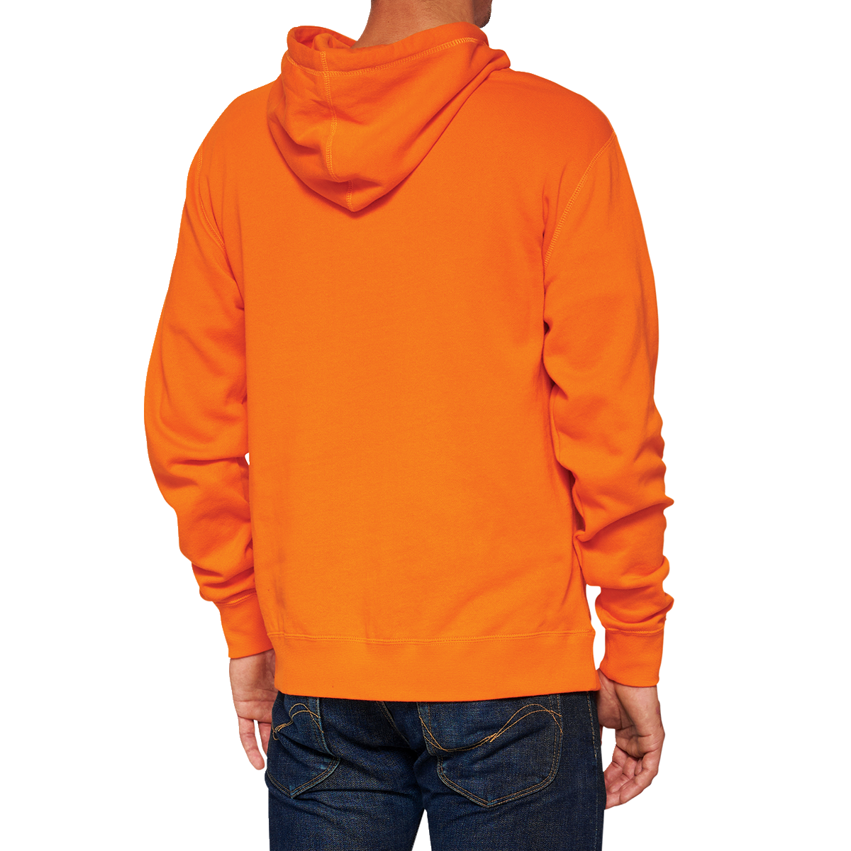 Orange medium hoodie with a 100% Hoodie Icon by Bill's Exhausts, featuring a front design and cozy fabric.
