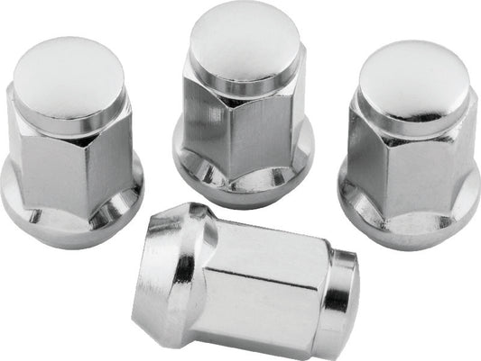 Set of four QuadBoss lug nuts with 12x1.50 thread size and 17mm outer diameter for vehicle wheel compatibility.